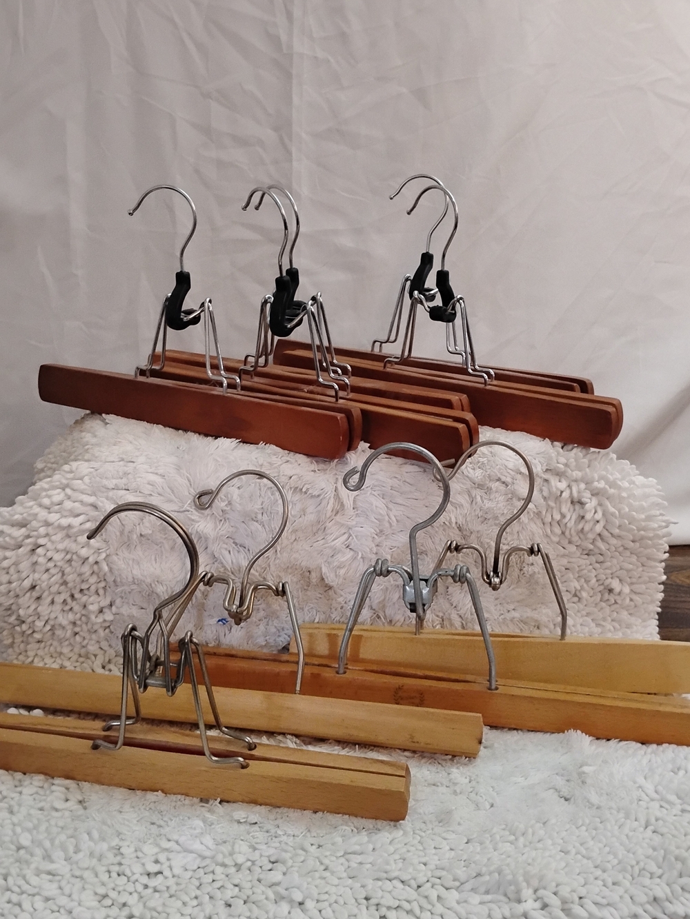 Source Unknown Wooden Pant Hangers with Metal Clips - Brown & Natural Wood